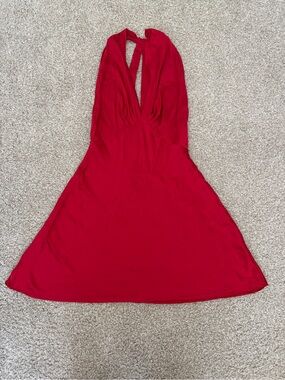 Vintage Victoria's Secret Gold Label Red Halter Dress